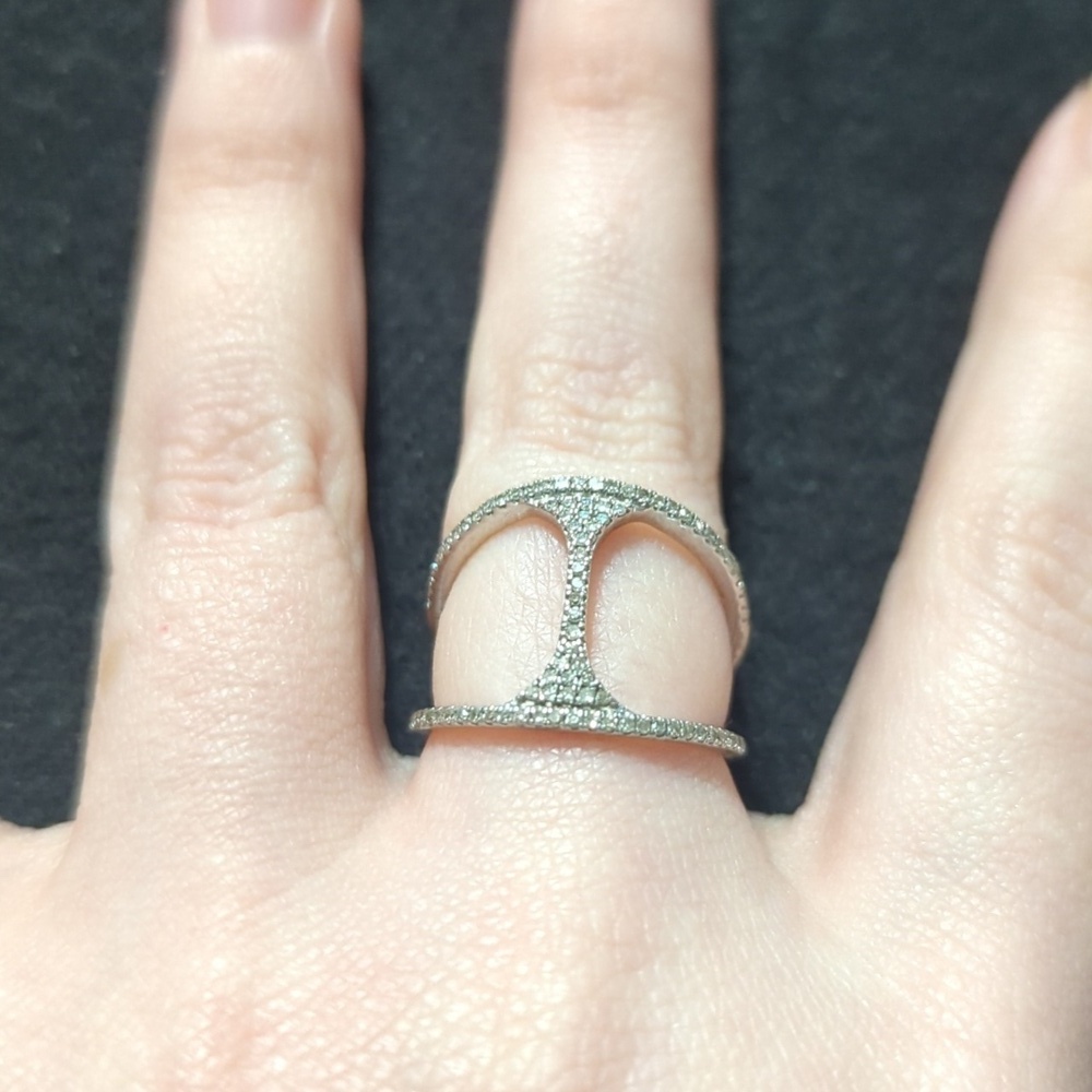 Rarities by Carol Brodie Sterling Silver Diamond Bridge Statement Ring - 7.5
